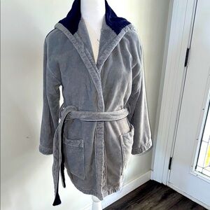 Fendi light Gray and Deep Blue💙 Hooded Bath Robe Mens